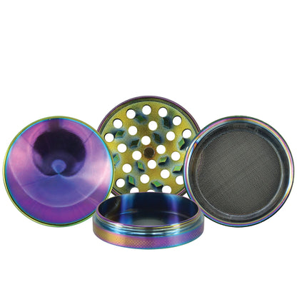 Metal 4 Piece Rainbow Grinder with Magnetic Closure - 6 Pieces Per Retail Ready Display 22522 SMOKEZILLA