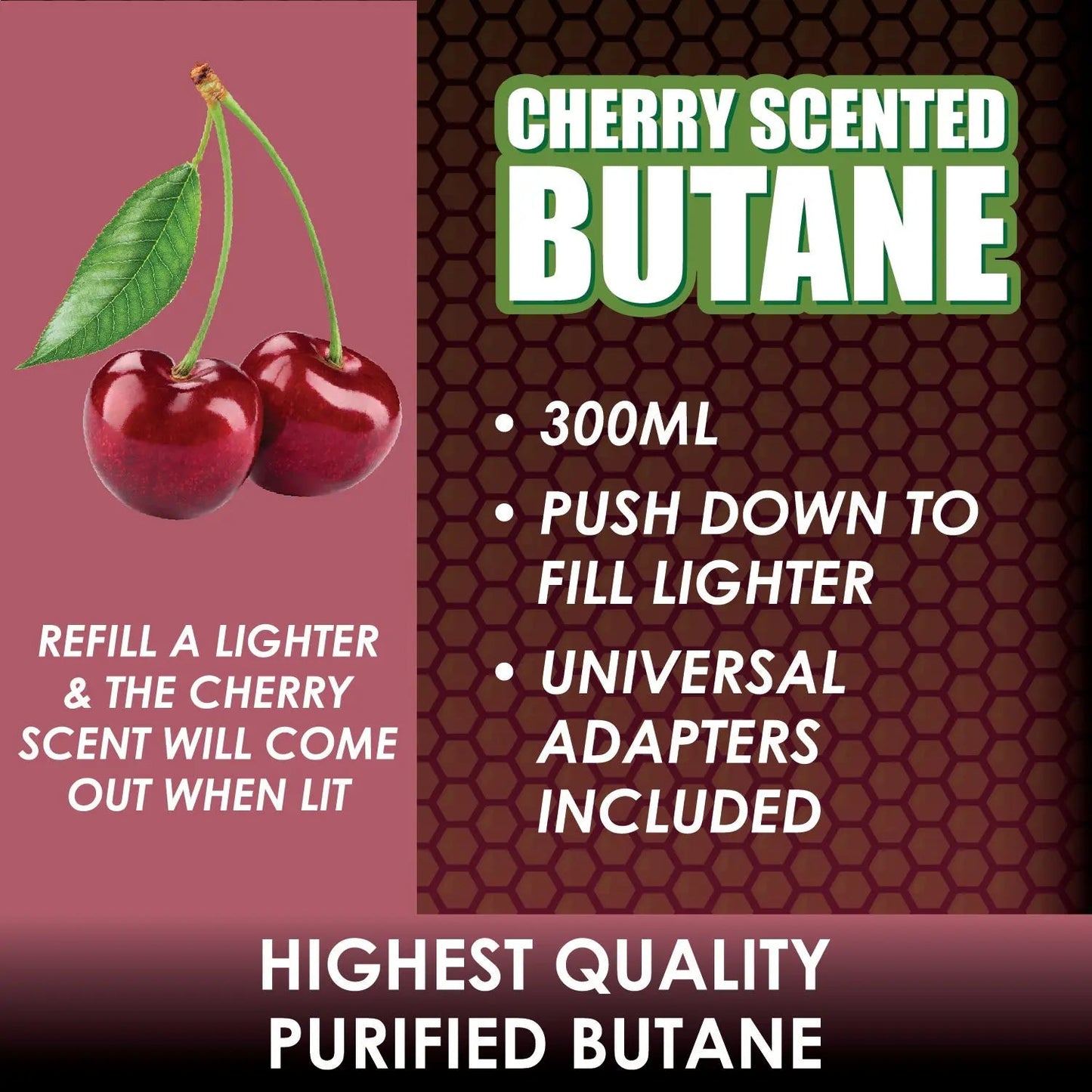 300ML Bulk Smokezilla Scented Cherry Butane Refill - 6 Pieces Per Retail Ready Display 22544 SMOKEZILLA