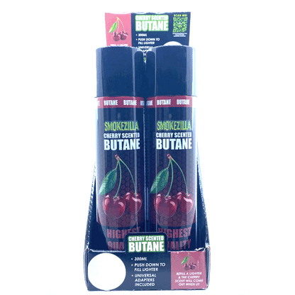 300ML Bulk Smokezilla Scented Cherry Butane Refill - 6 Pieces Per Retail Ready Display 22544 SMOKEZILLA