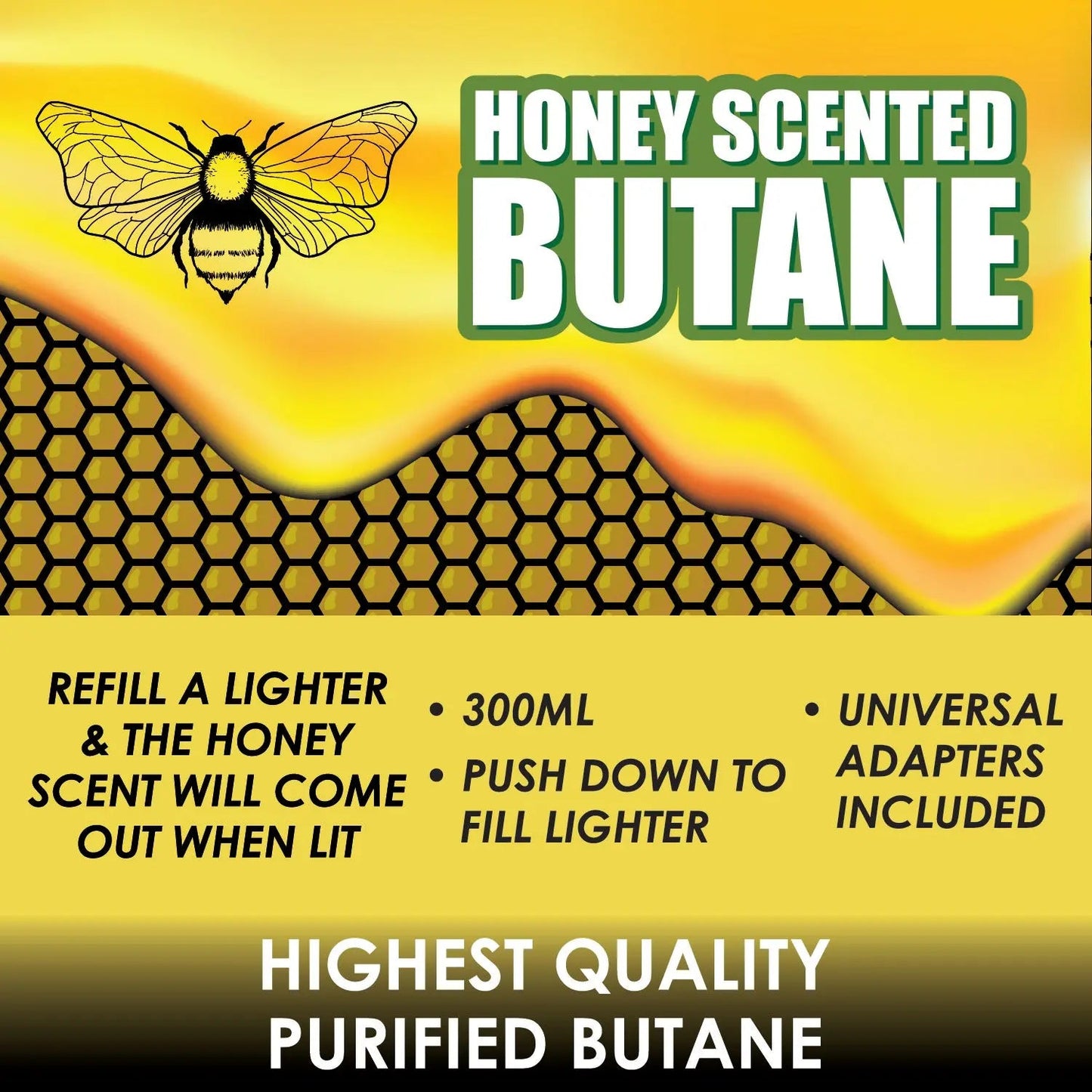 300ML Bulk Smokezilla Scented Honey Butane Refill - 6 Pieces Per Retail Ready Display 22549 SMOKEZILLA