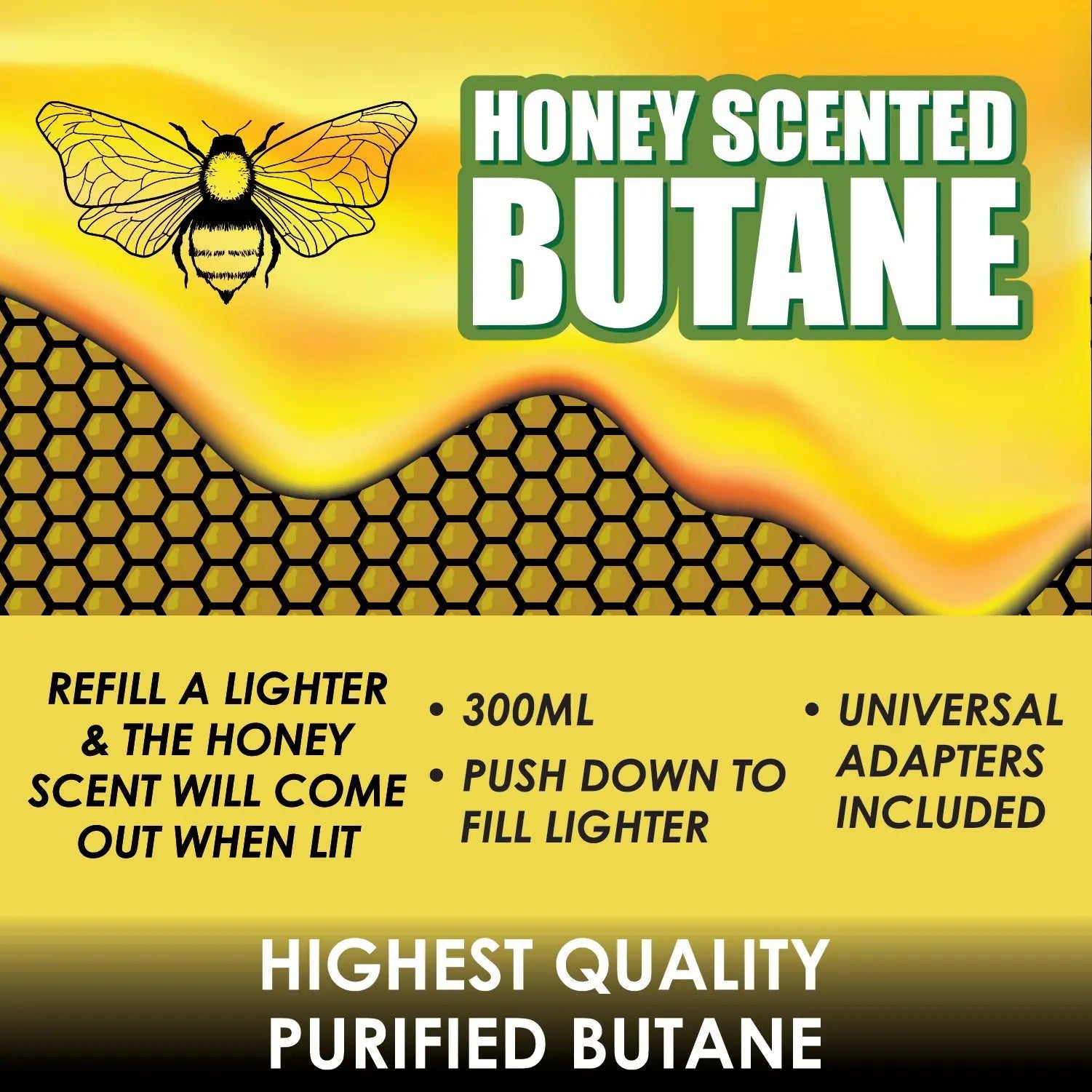 300ML Bulk Smokezilla Scented Honey Butane Refill - 6 Pieces Per Retail Ready Display 22549 SMOKEZILLA