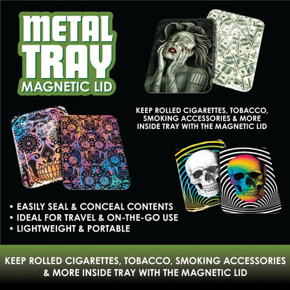 Metal Roll Tray with Magnetic Cover - 6 Pieces Per Retail Ready Display 22606 SMOKEZILLA