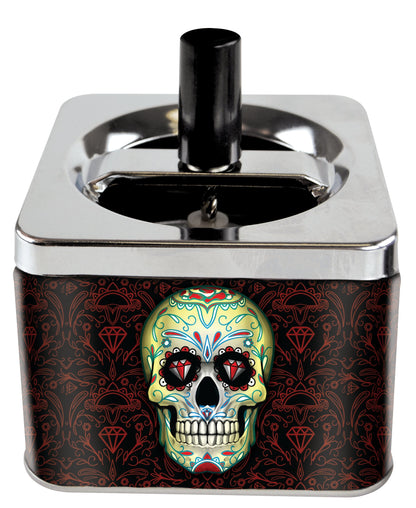 Push Down Metal Ashtray- 6 Per Retail Ready Wholesale Display 22639 SMOKEZILLA