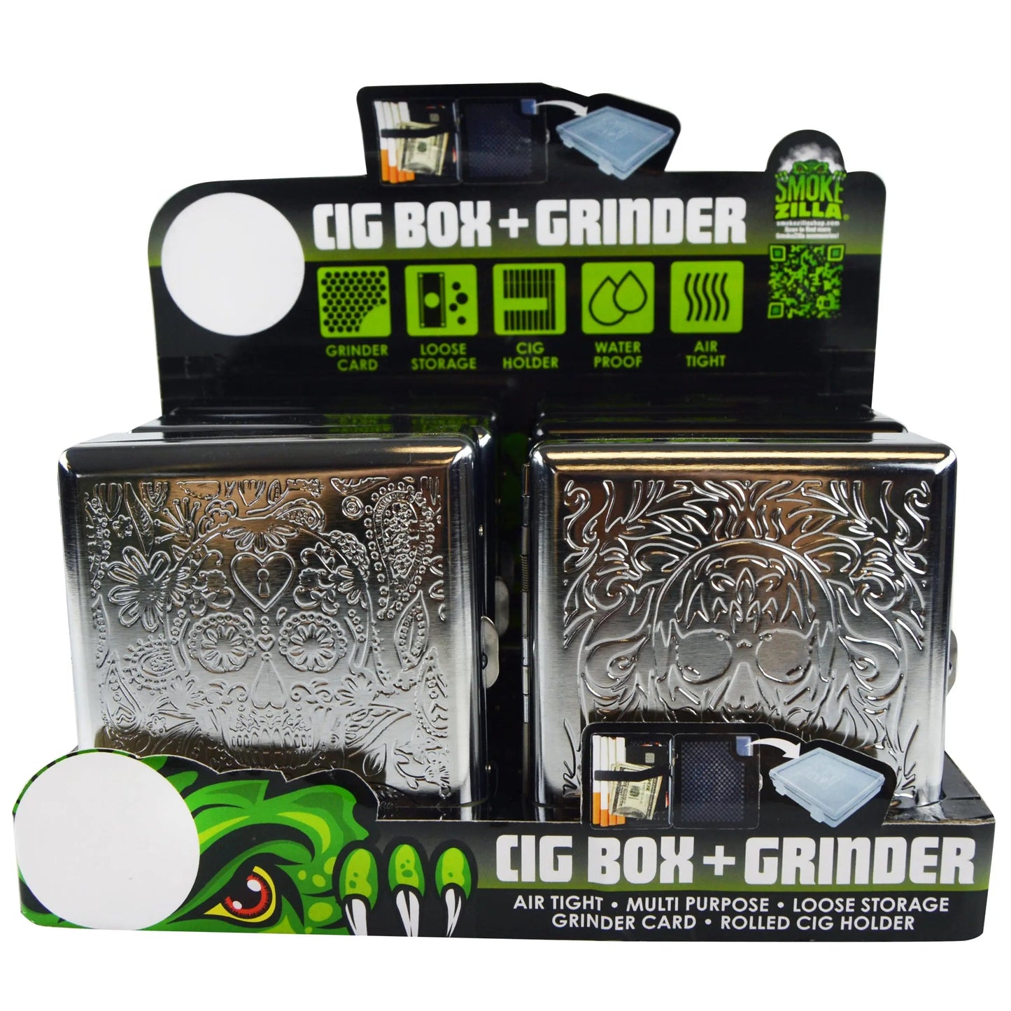 Metal Cigarette Box with Tools - 6 Pieces Per Retail Ready Display 22649 SMOKEZILLA