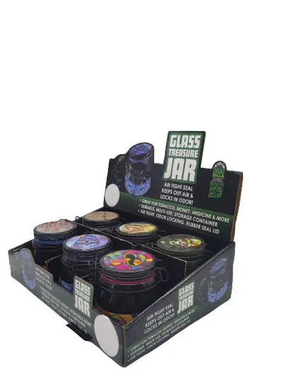 Glass Storage Jar with Clasp - 6 Pieces Per Retail Ready Display 22679 SMOKEZILLA