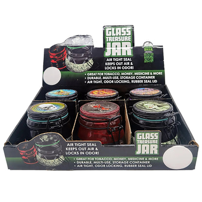 Glass Storage Jar with Clasp - 6 Pieces Per Retail Ready Display 22680 SMOKEZILLA