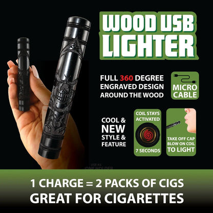 Wood Usb Coil Lighter Tube - 6 Pieces Per Retail Ready Display 22688 SMOKEZILLA