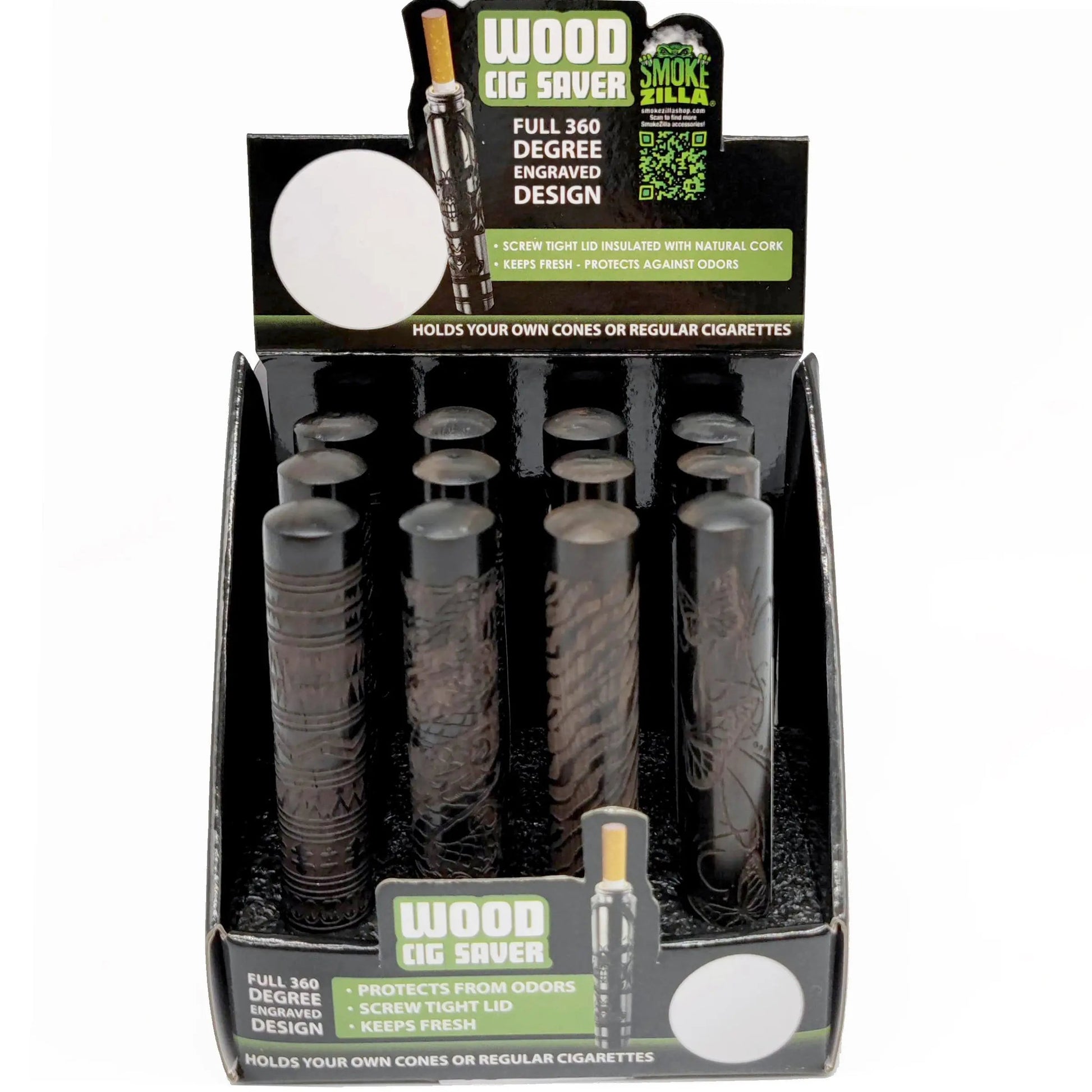 Wood Cigarette Saver Tube - 12 Pieces Per Retail Ready Display 22689 SMOKEZILLA