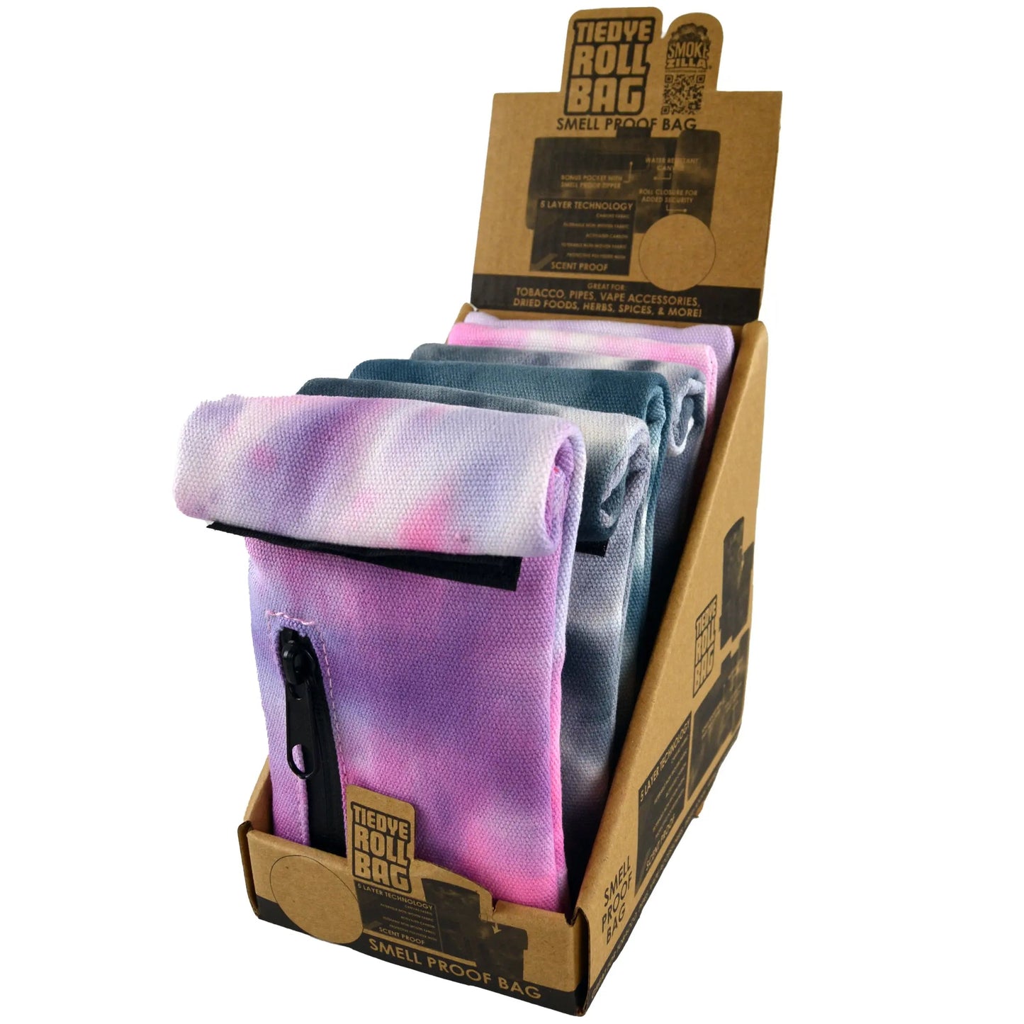 Smell Proof Canvas Roll Storage Bag - 6 Pieces Per Retail Ready Display 22710 SMOKEZILLA