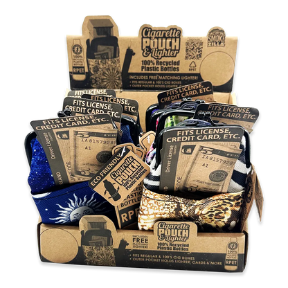 rPET Cigarette Pouch with Matching Lighter - 8 Pieces Per Retail Ready Display 23049 SMOKEZILLA