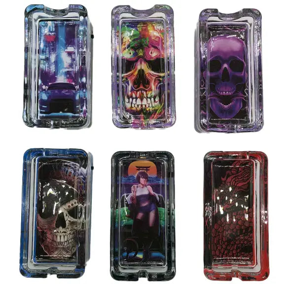 Glass Ashtray with LED Light Design - 6 Pieces Per Retail Ready Display 23103 SMOKEZILLA