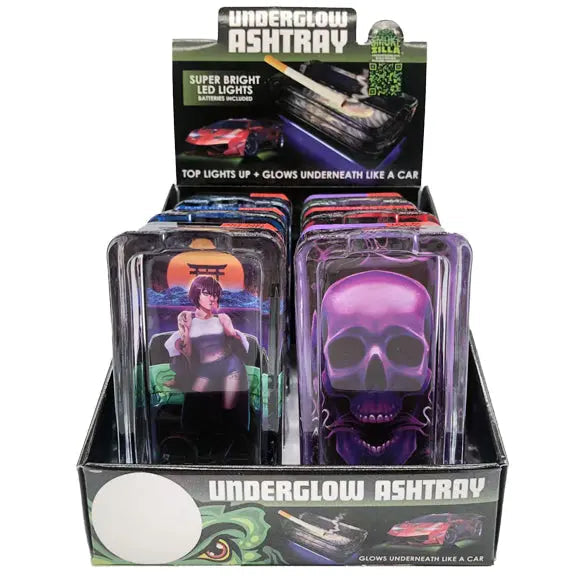 Glass Ashtray with LED Light Design - 6 Pieces Per Retail Ready Display 23103 SMOKEZILLA