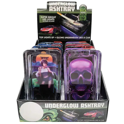 Glass Ashtray with LED Light Design - 6 Pieces Per Retail Ready Display 23103 SMOKEZILLA