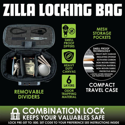 Smell Proof Small Canvas Lock Bag with Tool Organizer - 6 Pieces Per Retail Ready Display 23114 SMOKEZILLA