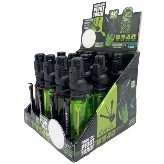 Pivot Flip Torch Lighter with Tools - 12 Pieces Per Retail Ready Display 23171 SMOKEZILLA