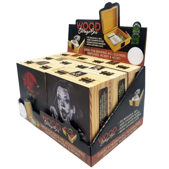 Wood Storage Box with Metal Latch - 6 Pieces Per Retail Ready Display 23224 SMOKEZILLA