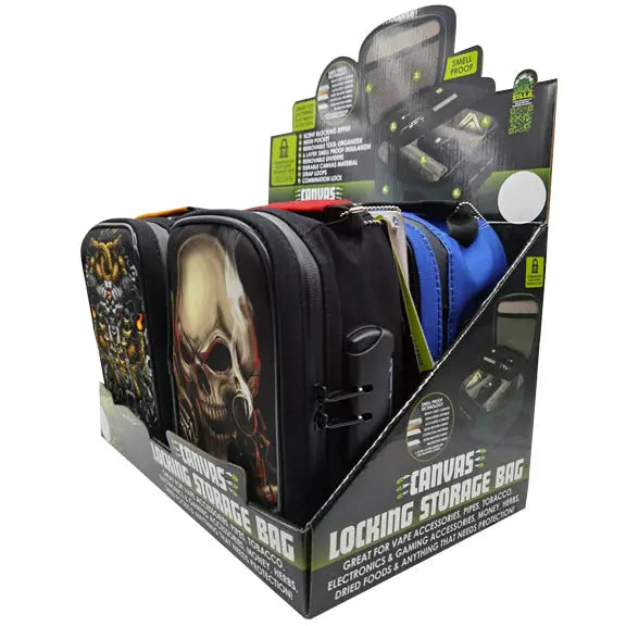 Smell Proof Canvas Lock Bag with Tool Organizer - 4 Pieces Per Retail Ready Display 23232 SMOKEZILLA