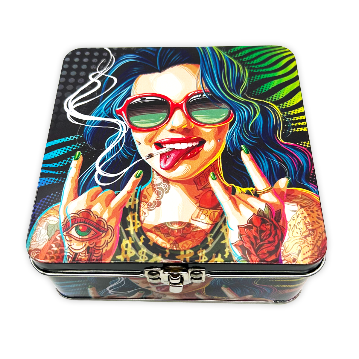 Metal Smoking Box with Matching Rolling Tray