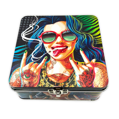 Metal Smoking Box with Matching Rolling Tray