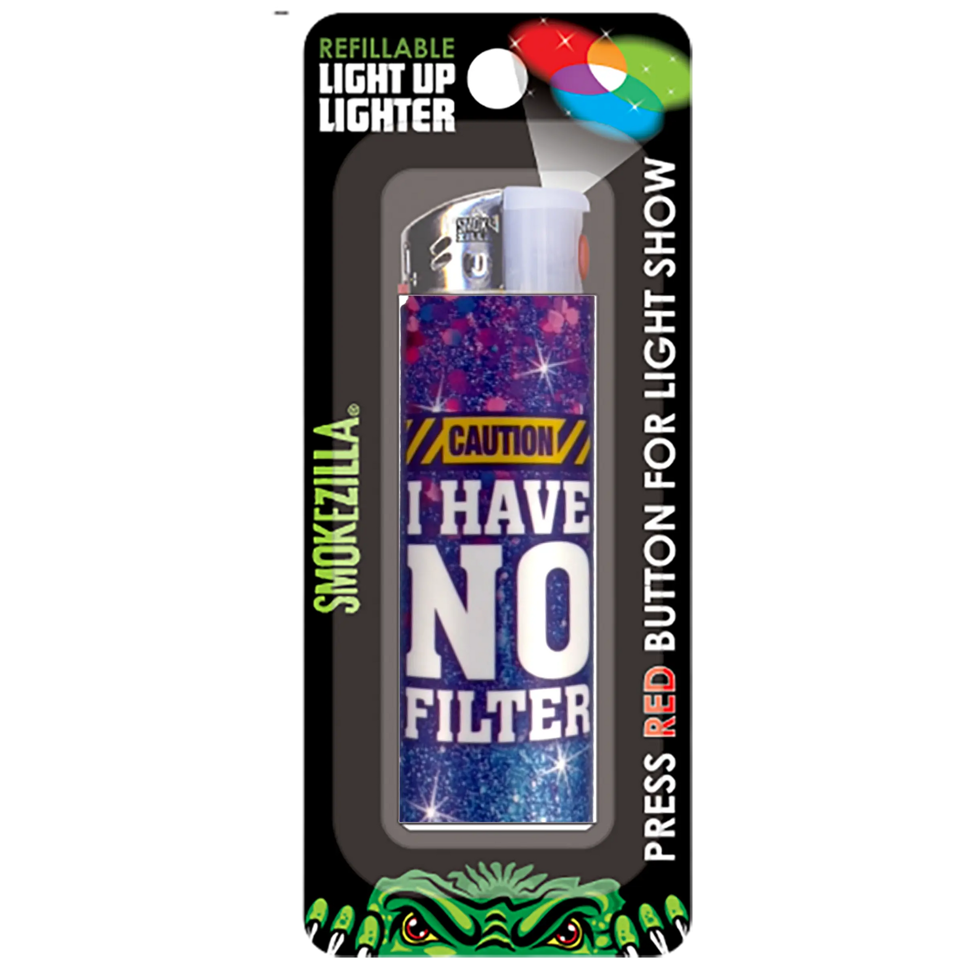 Light-Up Lighter with Blister Pack - 12 Pieces Per Pack 23282 SMOKEZILLA