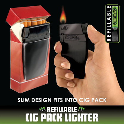Cigarette Pack Thin Lighter - 12 Pieces Per Retail Ready Display 23483 SMOKEZILLA