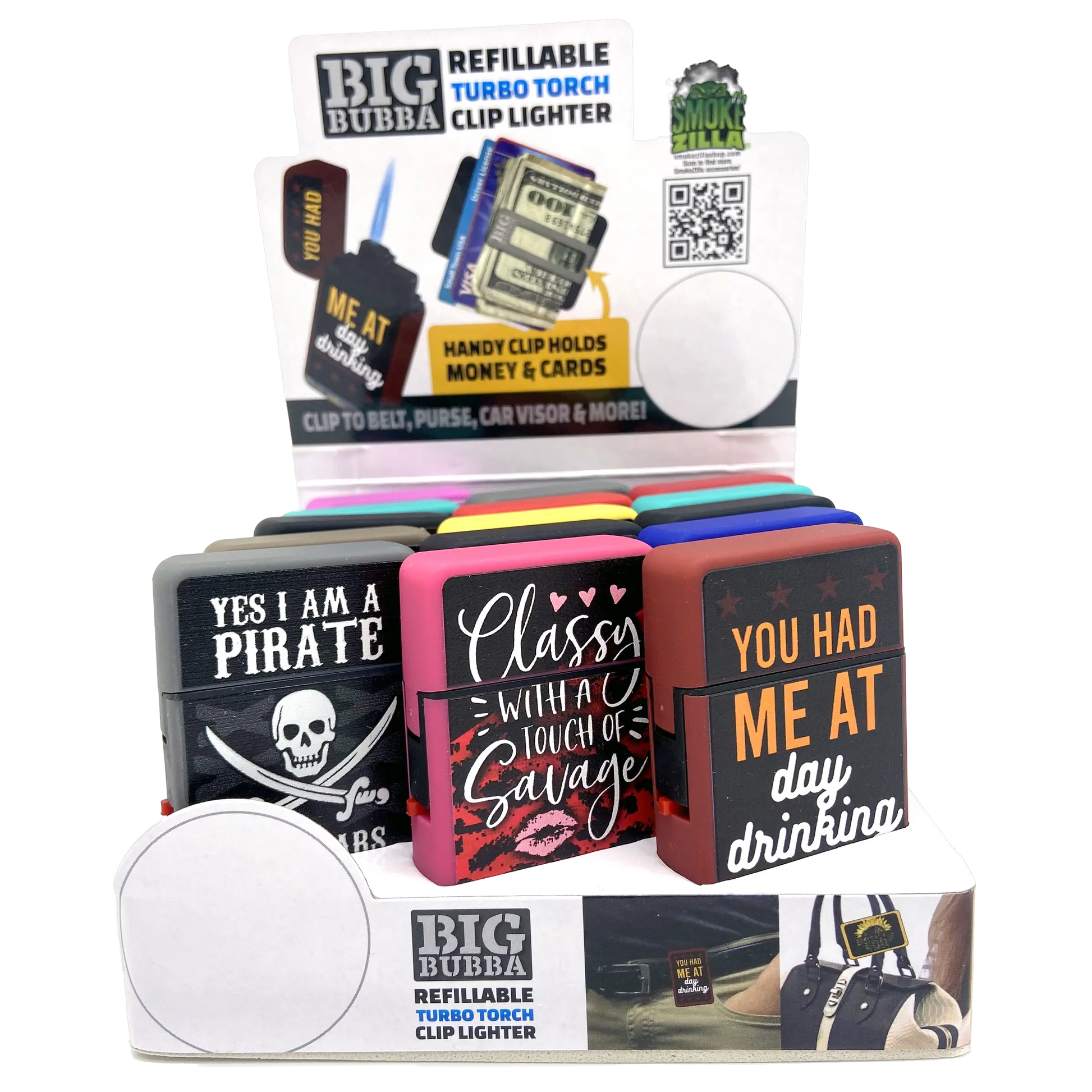 Big Bubba Dual Torch Lighter with Money Clip - 15 Pieces Per Retail Ready Display 23487 SMOKEZILLA