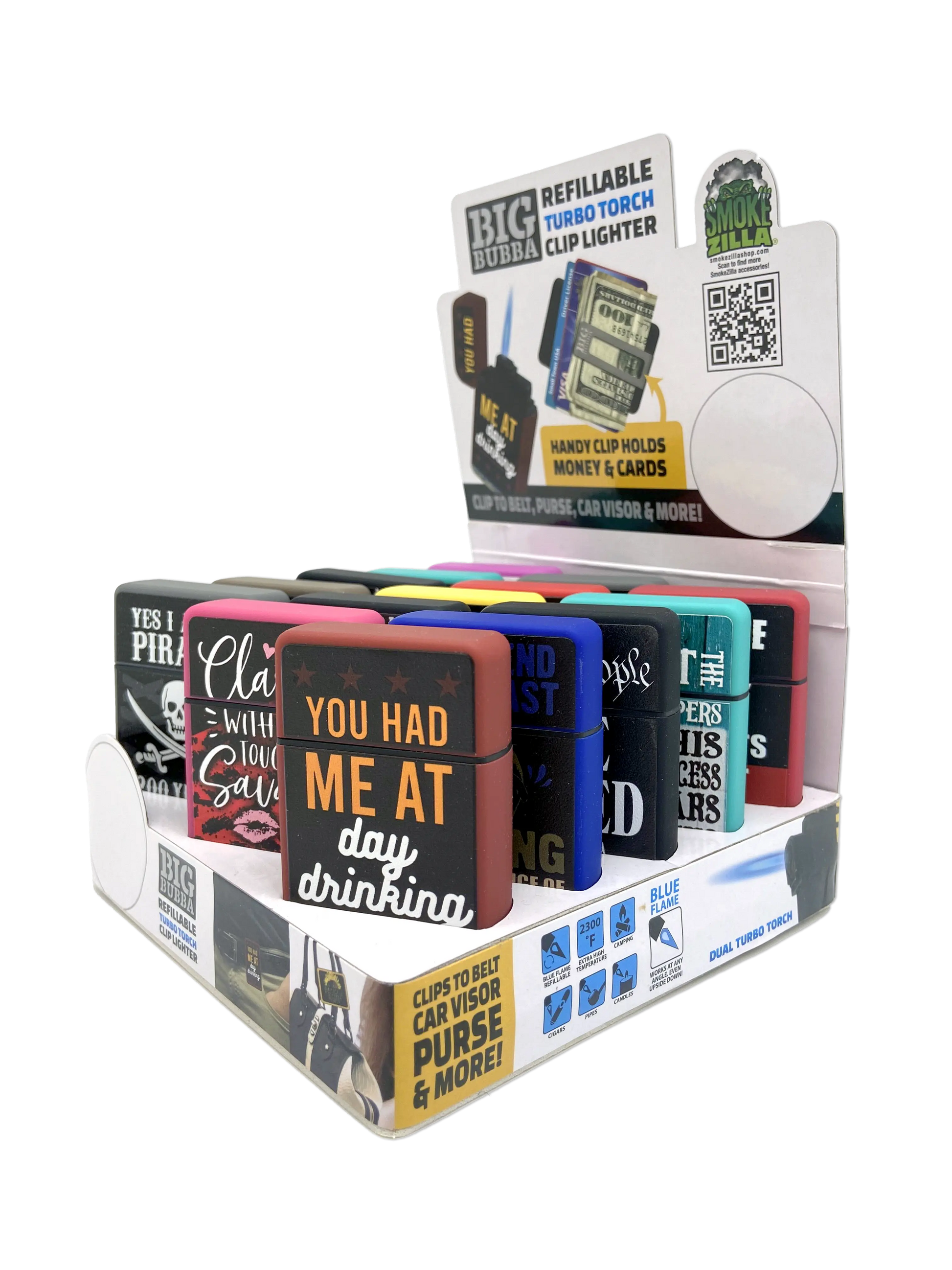 Big Bubba Dual Torch Lighter with Money Clip - 15 Pieces Per Retail Ready Display 23487 SMOKEZILLA