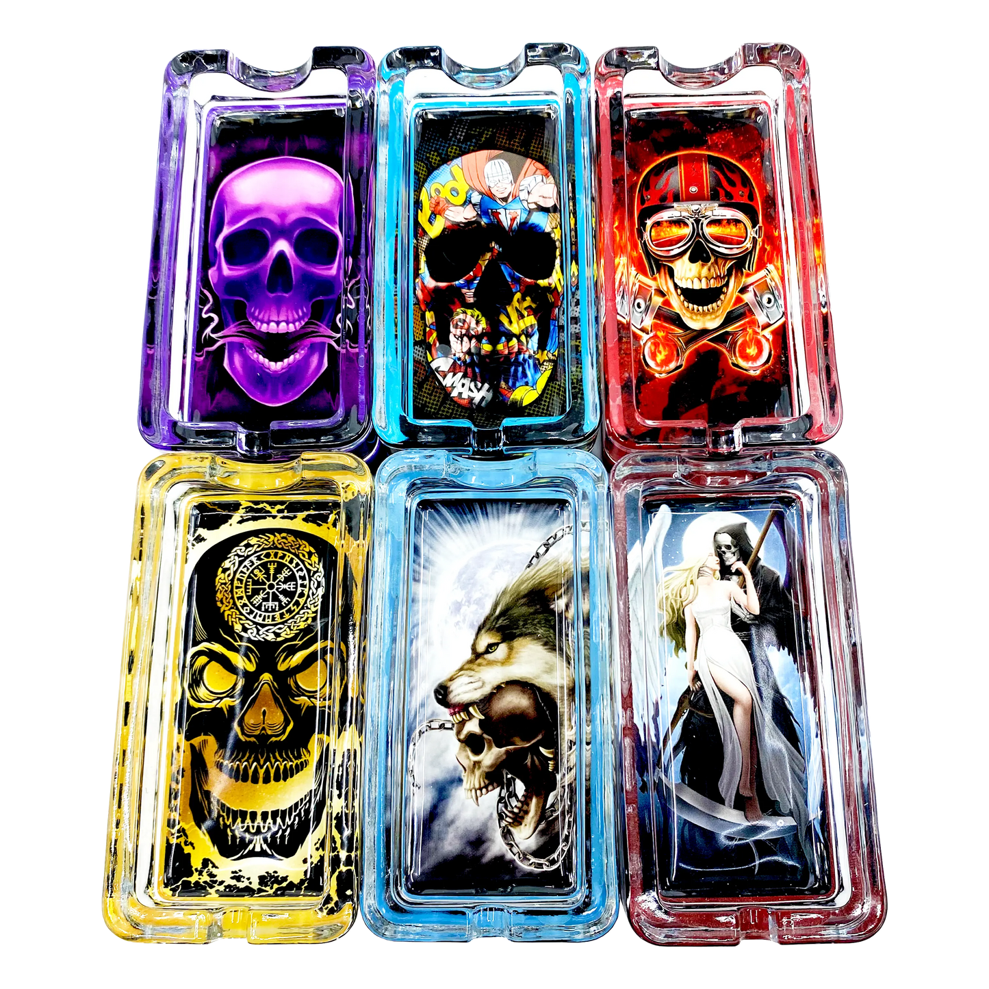 Glass Ashtray with LED Light-Up Design - 6 Pieces Per Retail Ready Display 23522 SMOKEZILLA