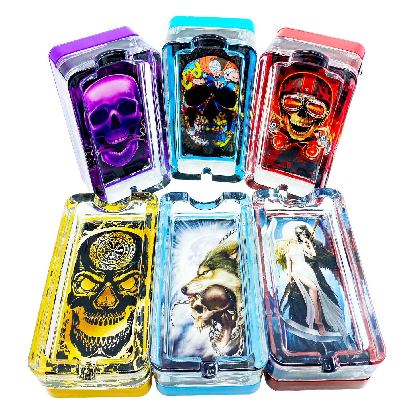 Glass Ashtray with LED Light-Up Design - 6 Pieces Per Retail Ready Display 23522 SMOKEZILLA