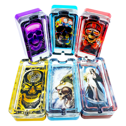 Glass Ashtray with LED Light-Up Design - 6 Pieces Per Retail Ready Display 23522 SMOKEZILLA