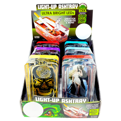 Glass Ashtray with LED Light-Up Design - 6 Pieces Per Retail Ready Display 23522 SMOKEZILLA