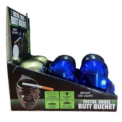Metal Skull Butt Bucket Ashtray with LED Light - 6 Pieces Per Retail Ready Display 23531 SMOKEZILLA