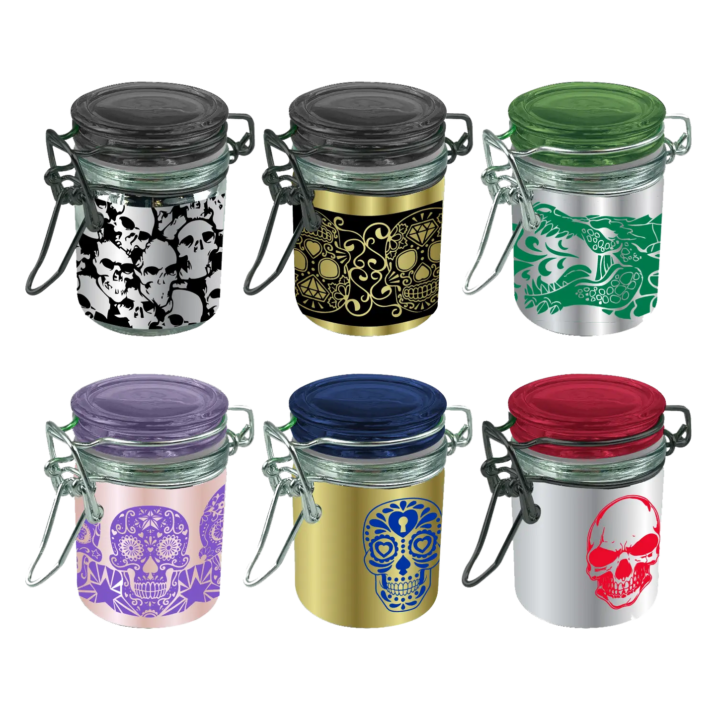 Smell Proof Glass Storage Jar with Hinged Lid- 6 Pieces Per Retail Ready Display 23533 SMOKEZILLA