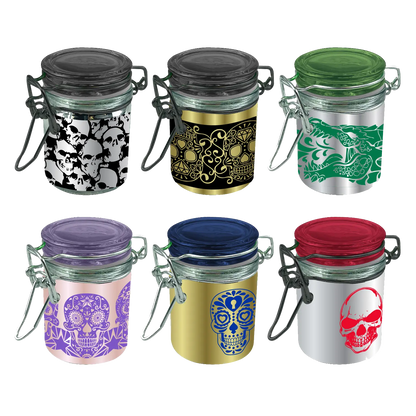 Smell Proof Glass Storage Jar with Hinged Lid- 6 Pieces Per Retail Ready Display 23533 SMOKEZILLA