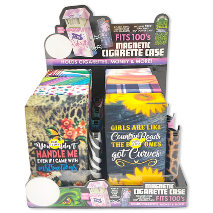 100s Cigarette Storage Case With Magnetic Lighter Case - 8 Pieces Per Retail Ready Display 23545 SMOKEZILLA