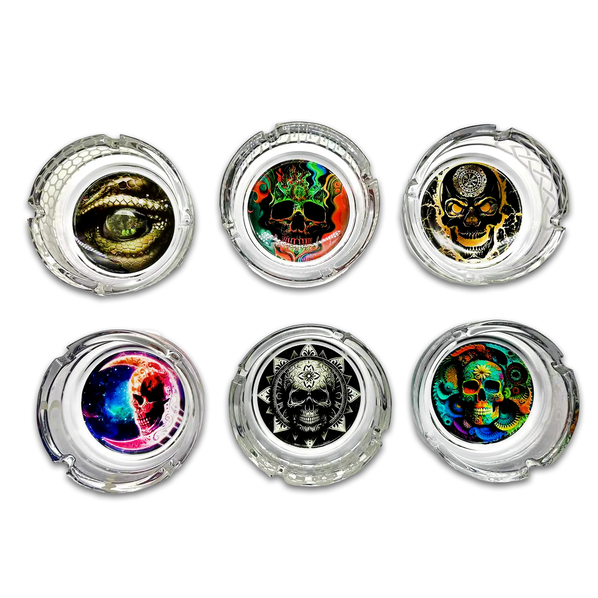 Glow in The Dark Glass Ashtray - 6 Pieces Per Retail Ready Display 23719 SMOKEZILLA
