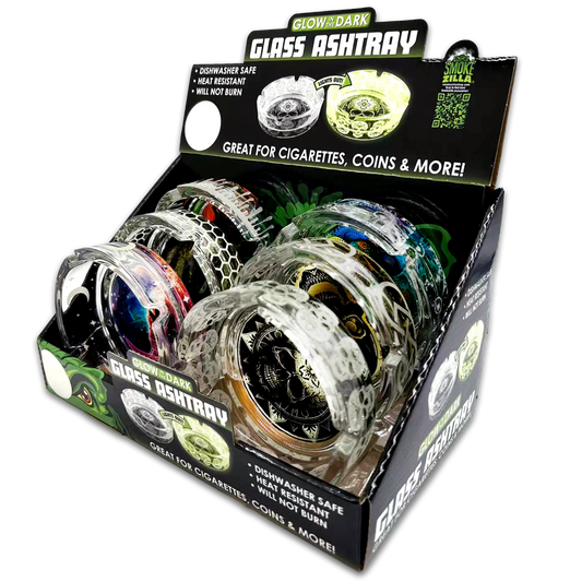 Glow in The Dark Glass Ashtray - 6 Pieces Per Retail Ready Display 23719 SMOKEZILLA