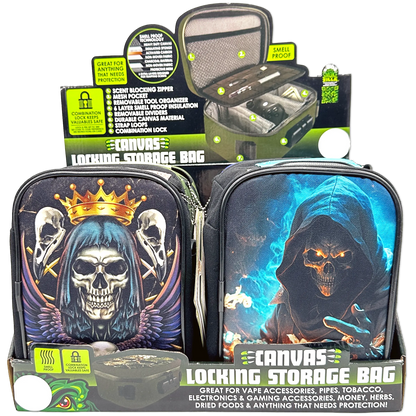 Smell Proof Canvas Printed Lock Bag with Tool Organizer - 4 Pieces Per Retail Ready Display 23720 SMOKEZILLA