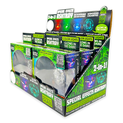 Light-Up Glass Ashtray with Multi-Color LED Lights - 6 Pieces Per Retail Ready Display 23744 SMOKEZILLA