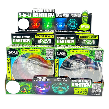 Light-Up Glass Ashtray with Multi-Color LED Lights - 6 Pieces Per Retail Ready Display 23744 SMOKEZILLA