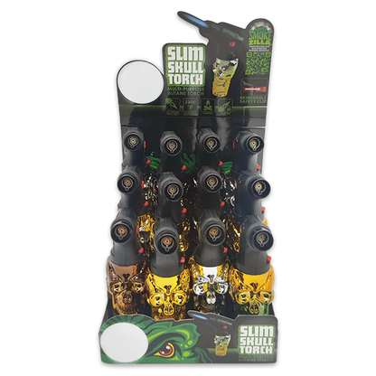 Metallic Slim Skull Torch Lighter - 12 Pieces Per Retail Ready Display 23770 SMOKEZILLA