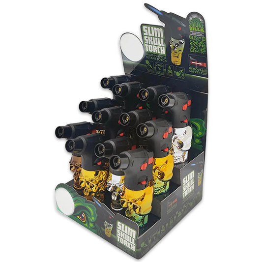 Metallic Slim Skull Torch Lighter - 12 Pieces Per Retail Ready Display 23770 SMOKEZILLA