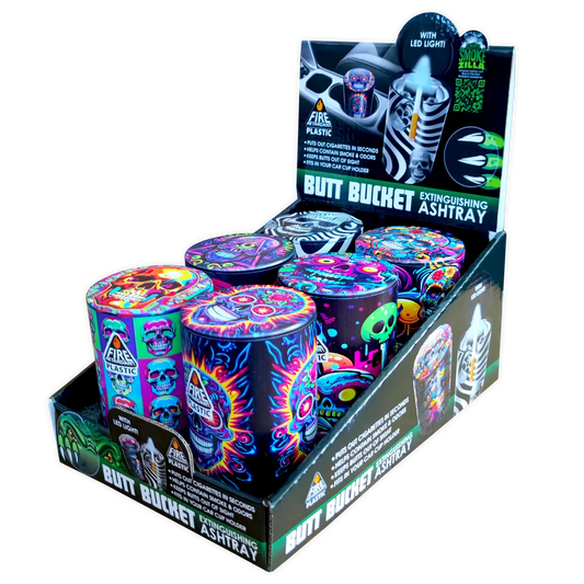 Full Print Butt Bucket Ashtray with LED Light - 6 Pieces Per Retail Ready Display 23784 SMOKEZILLA