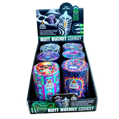 Full Print Butt Bucket Ashtray with LED Light - 6 Pieces Per Retail Ready Display 23784 SMOKEZILLA