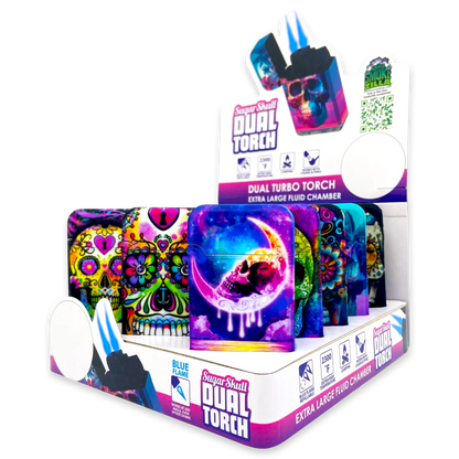 Sugar Skull Dual Torch Lighter - 15 Pieces Per Retail Ready Display 23822 SMOKEZILLA