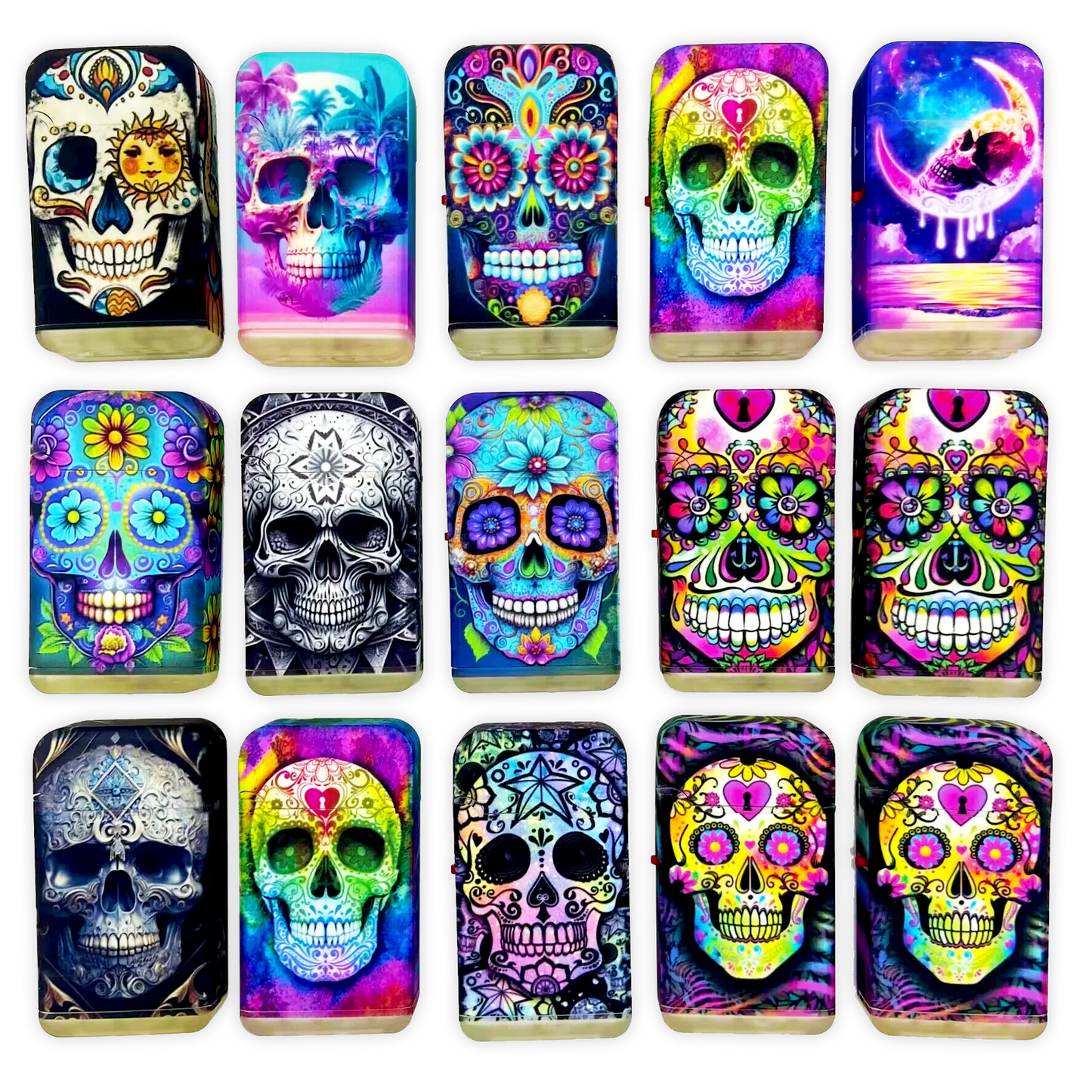 Sugar Skull Dual Torch Lighter - 15 Pieces Per Retail Ready Display 23822 SMOKEZILLA