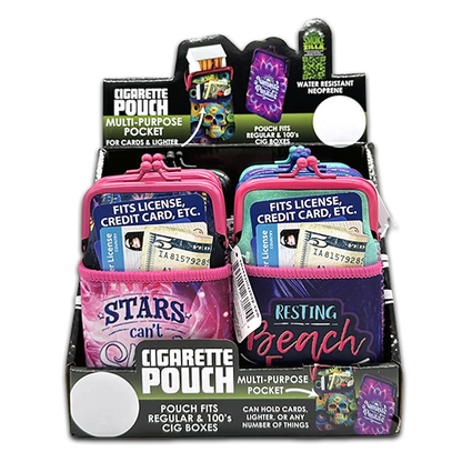 Neoprene Cigarette Pouch with Pocket - 8 Pieces Per Retail Ready Display 23825 SMOKEZILLA