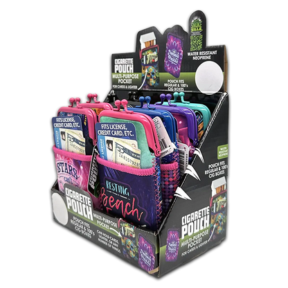 Neoprene Cigarette Pouch with Pocket - 8 Pieces Per Retail Ready Display 23825 SMOKEZILLA