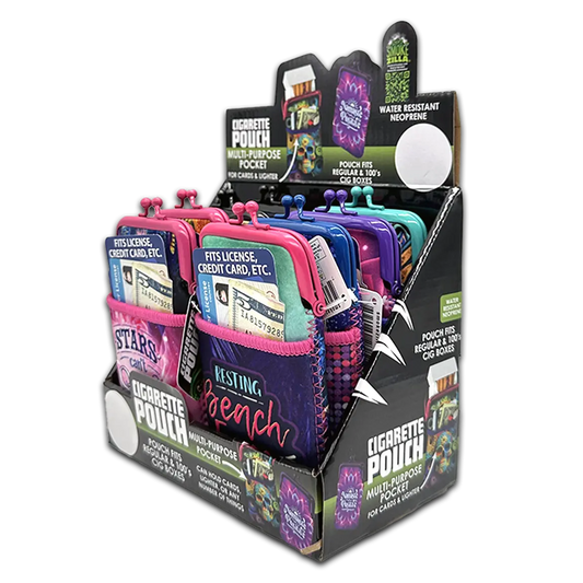 Neoprene Cigarette Pouch with Pocket - 8 Pieces Per Retail Ready Display 23825 SMOKEZILLA