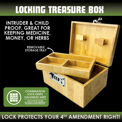 Wood Locking Storage Box with Tray